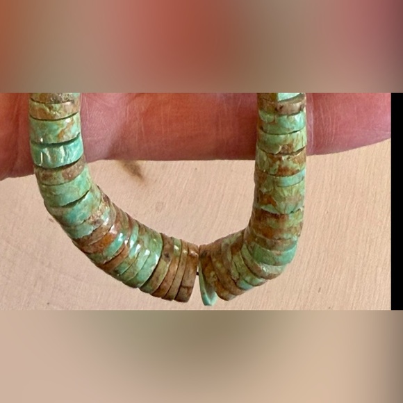RARE_VINTAGE_Santo Domingo Tony Aguilar Sr. Brass & NATURAL Turquoise Necklace - Picture 11 of 16